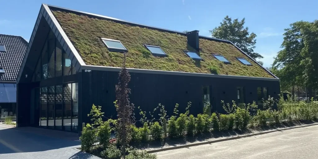 Hus med sedumtag
